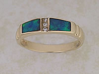 Inlaid Opal Ring With Diamonds IR02