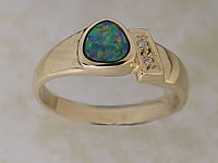 Inlaid Opal Ring With Diamonds IR16